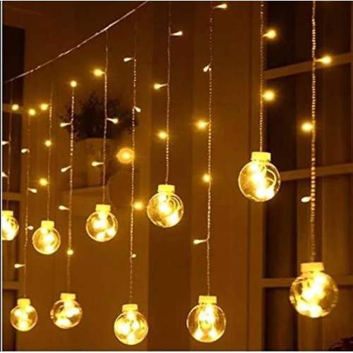 Işıklı Top Perde Led Fişli Animasyonlu 12 Saçak Ampul 3 Metre